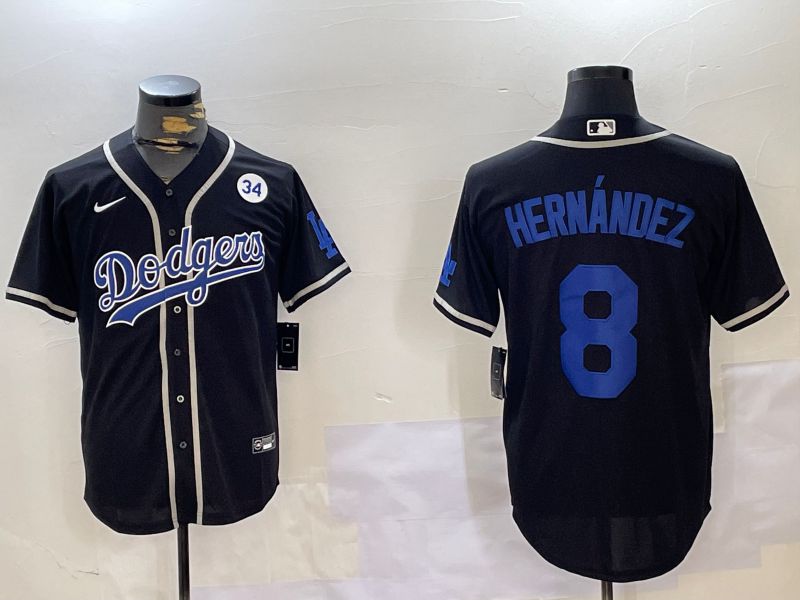 Men Los Angeles Dodgers #8 Hernandez Black Game 2024 Nike MLB Jersey style 11201